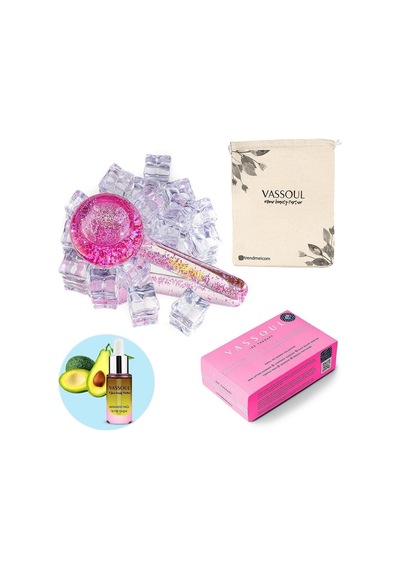 Ice Globes Buz Küresi Yüz Masaj Topu Soğuk Terapi, Cilt Bakımı, Avokado Yağı Hediyeli Pink