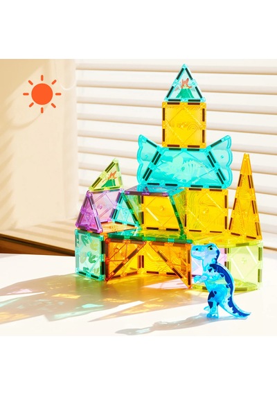Mideer Renkli Magnetic Tiles - Jurassic Macerası