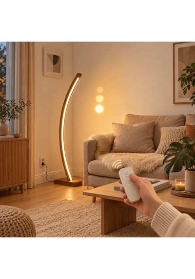 Vilinze Vilinze Jedi Ahşap Led Dekoratif Ayaklı Lambader Kahverengi