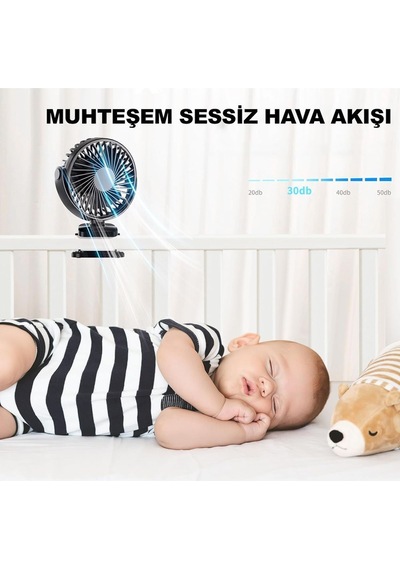 Taşınabilir Usb Klipsli Fan Şarj Edilebilir, 720 Dönebilme, 3 Hız Yaz Ve Dış Mekan Kullanımı İçin -