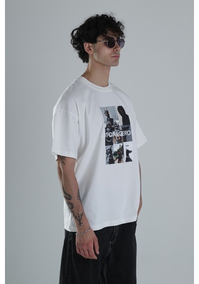 Cocopelli Not Dangerous Beyaz Oversize Tasarım T-shirt Coc1395 Beyaz