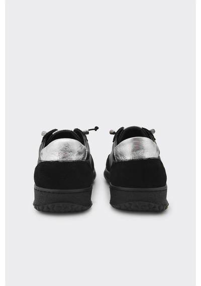 Derinet Hakiki Deri Kadın Sneaker Siyah Siyah