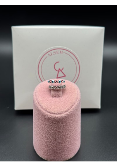 Gümüş Kaplama Nazar Boncuklu Taşlı Earcuff Küpe Gold Kaplama Kıkırdak Küpe Gümüş - Mavi