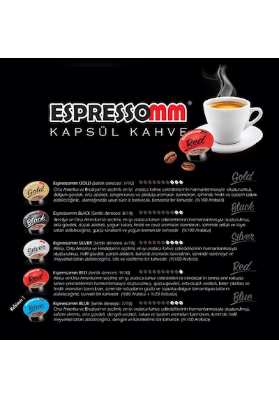 Espressomm® Tchibo Cafissimo Makineleri İle Uyumlu Blue Kafeinsiz Kapsül Kahve 5 x 10'lu