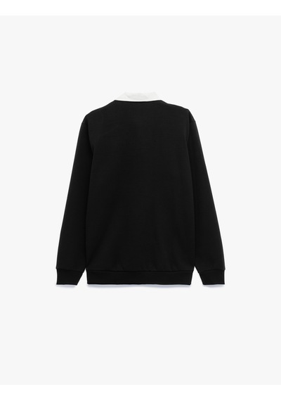 Koton Uzun Kollu Pamuklu Düğmeli Nakışlı Renk Kontrastlı Polo Yaka Sweatshirt Siyah 6wam70056mk Siyah Koton Uzun Kollu Pamuklu Düğmeli Nakışlı Renk Kontrastlı Polo Yaka Sweatshirt Siyah 6wam70056mk Siyah