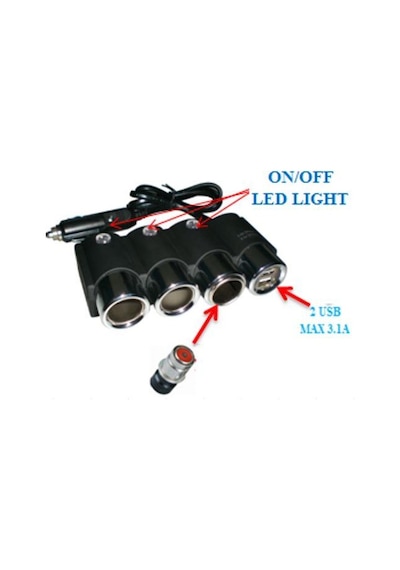 Ayt Olesson 1508 12-24v 3lü Çift Usbli 120w 80 Cm Kablolu Araç Oto Tır Çakmak Çoklayıcı Çakmaklık Çoğaltıcı