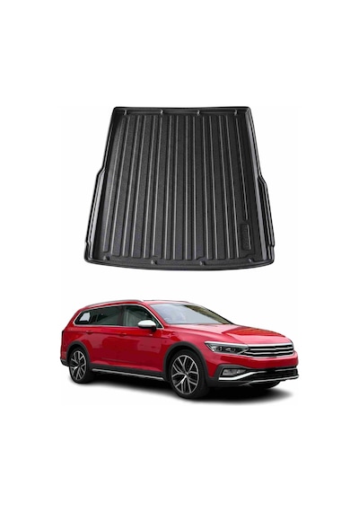 Vw Passat B8 Variant / Combi 2015+ Uyumlu Araca Özel Kauçuk Bagaj Havuzu Siyah Kızaklı Alt İçin