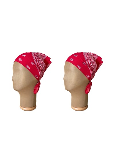 Pamuklu Klasik Desen Unisex 2li Bandana Seti Renkli Bandana Etnik Desenli A Kalite Bandana Kırmızı