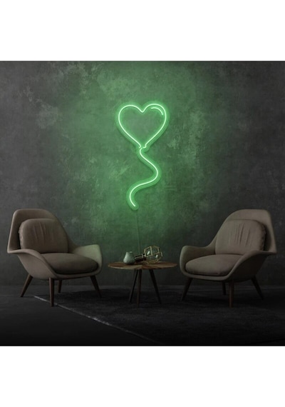 Kalpli Balon Şekilli Neon Tabela Yeşil