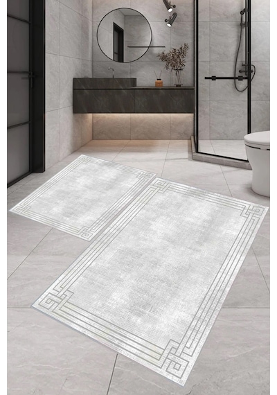 Eliana Home Dijital Baskı 2'li Banyo Paspas Takımı Lna5-0473 100x60 Ve 60x50 Cm Gri