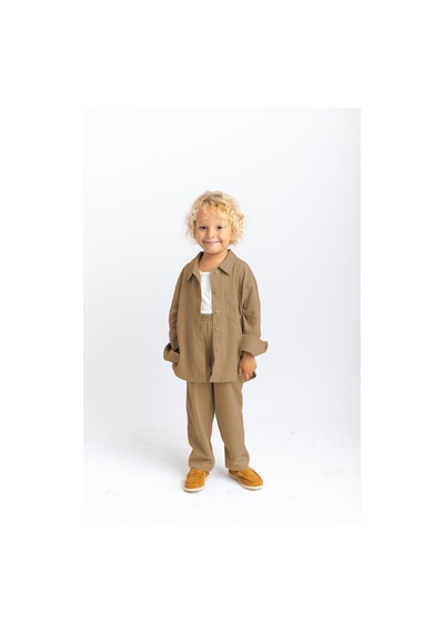 Oliven The Kid Oliventhekid Unisex Balon Pantolon Gömlek Takım Kahverengi Kahverengi