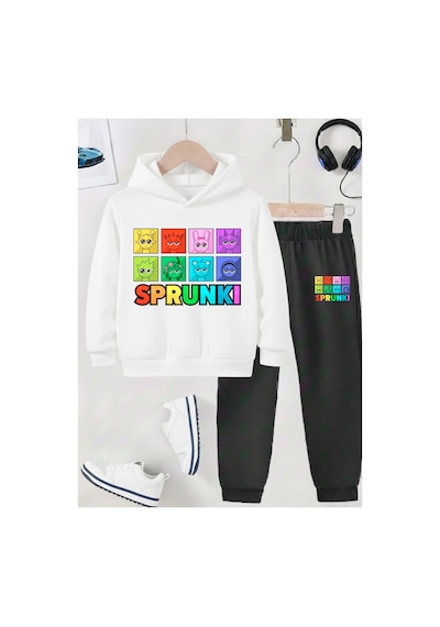 Stil-x Sprunkı Baskılı Çocuk Eşofman Takımı, Şardonlu Soft Kumaş, Unısex Beyaz-siyah 4 Stil-x Sprunkı Baskılı Çocuk Eşofman Takımı, Şardonlu Soft Kumaş, Unısex Beyaz-siyah 4