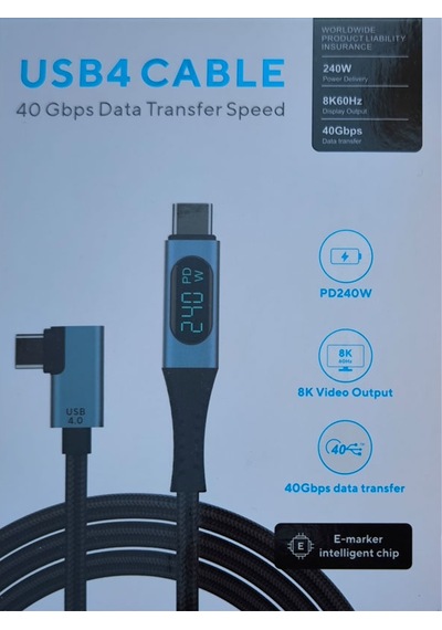 Usb Type C 4.0 8k 60 Hz Görüntü Desteği 90 Derece Dijital Göstergeli 1m