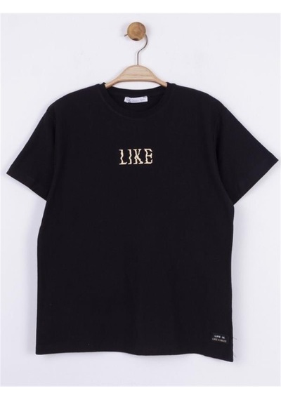 Nk Kids Çocuk Like Yazılı Pamuklu Tshirt-11901-siyah Siyah