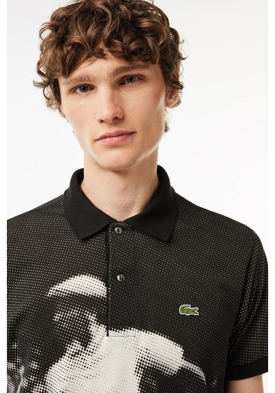 Lacoste L.12.12 Men's Rene Print Classic Fit Polo T-shirt Grafik Baskılı Organik Coton Erkek Polo Yaka Tişört Siyah Lacoste L.12.12 Men's Rene Print Classic Fit Polo T-shirt Grafik Baskılı Organik Coton Erkek Polo Yaka Tişört Siyah
