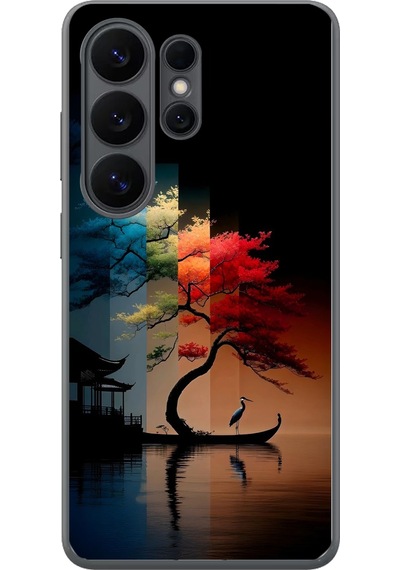 Samsung Galaxy S26 Ultra Uyumlu Dört Mevsim Ağaç Baskılı Silikon Kılıf Renkli