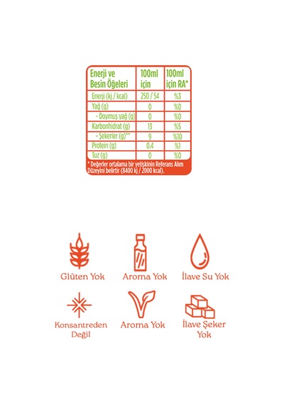 12'li Organik %100 Smoothie Turuncu 200 Ml