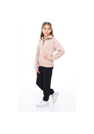Toontoy Kids Toontoy Kız Çocuk 2'li Takım Baskılı Balıkçı Yaka Fermuarlı Sweatshirt & Beli Paçası Lastikli Cepli Jogger Eşofman Altı - Renk Bloklu 3 İplik Şardonlu Bej Toontoy Kids Toontoy Kız Çocuk 2'li Takım Baskılı Balıkçı Yaka Fermuarlı Sweatshirt & Beli Paçası Lastikli Cepli Jogger Eşofman Altı - Renk Bloklu 3 İplik Şardonlu Bej