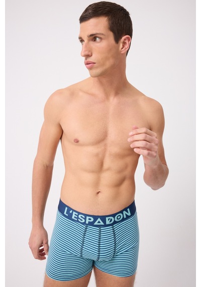 L'espadon Maritime Elite Koleksiyonu Elastik Konforlu Bel Bantlı Çizgili Erkek Trunk Boxer-3239 Okyanus