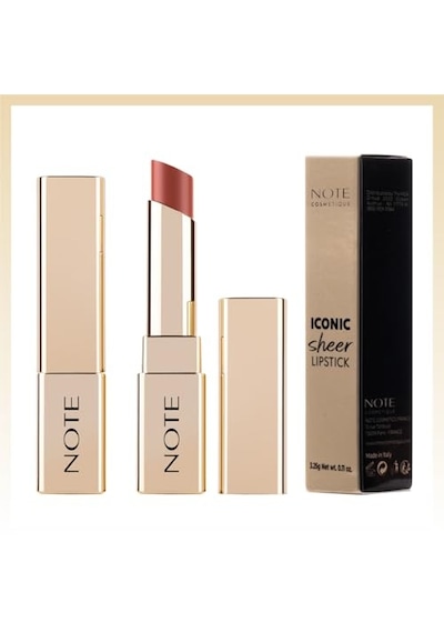 Note Cosmetics Iconic Sheer Lipstick 206 Independent Nemlendirici Parlak Ruj, Nude Parlak Ve Parlak Kaplama - Dokunma Balsamı - Zeytin Yağı Ve Shea - Kristal Rengi 00