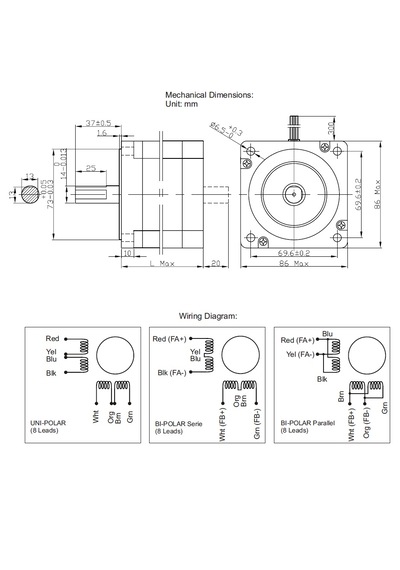 M1343020 Nema 34 Step Motor 4,40nm 5,6a