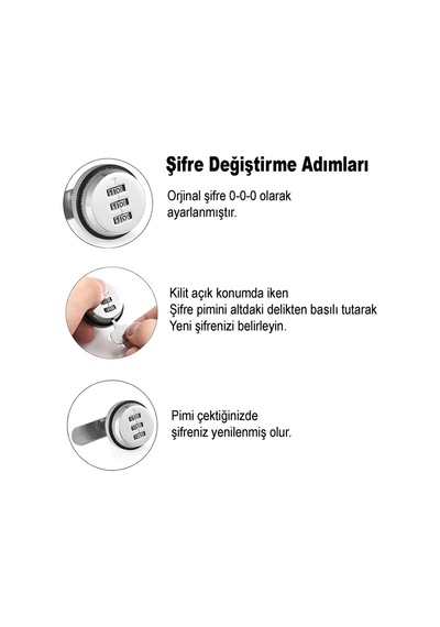 Şifreli Dolap Çekmece Kilidi - Kapak Kalınlığı Maksimum 15mm, 01548101101101