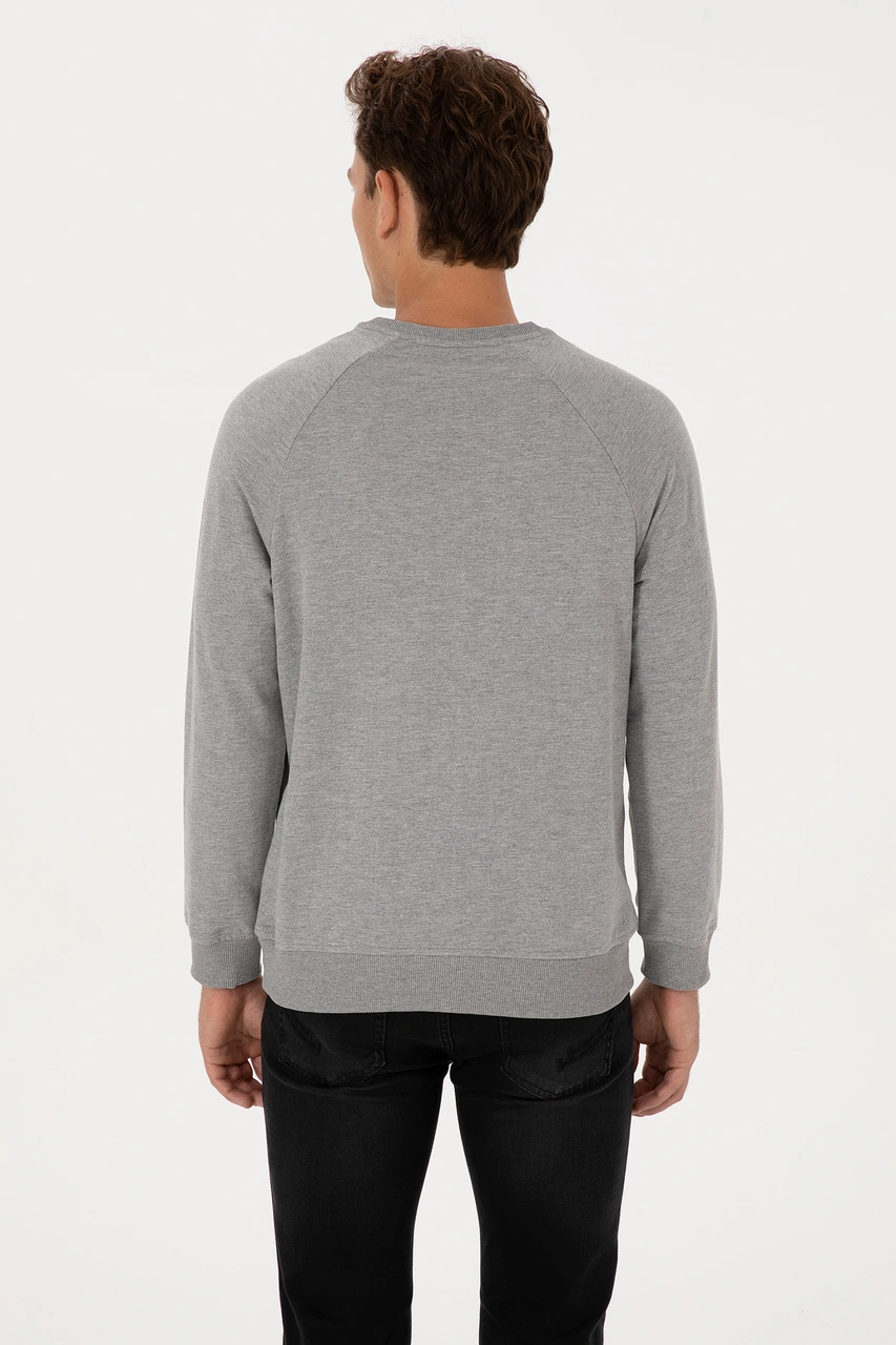 U.S. Polo Assn. Erkek Gri Melanj Basic Sweatshirt 50308103-VR086