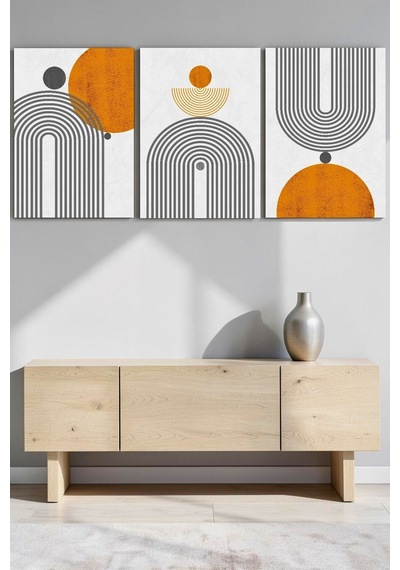 3'lü Bohem Minimalist Ahşap Mdf Tablo Seti Geometrik Salon Duvar Dekorasyonu, Estetik Oda Dekoru