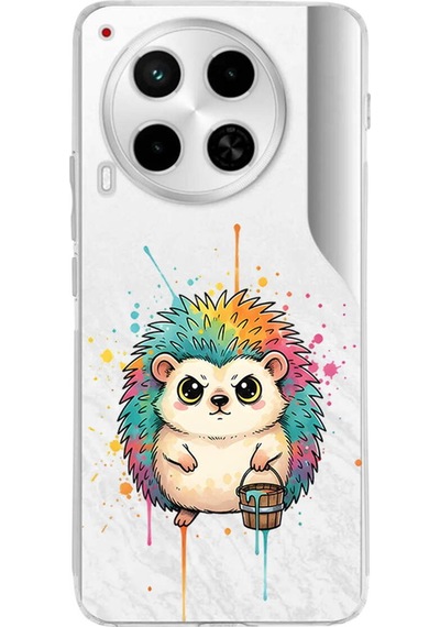 Tecno Camon 30 İle Uyumlu Splash Kirpi Tasarımlı Şeffaf Silikon Kılıf Şeffaf