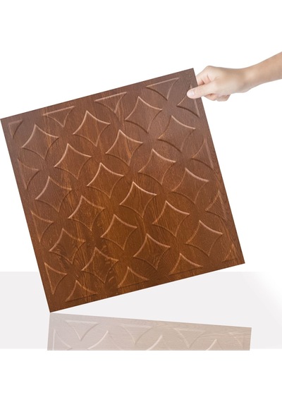 3 Boyutlu Duvar Paneli Kabartmalı Retro Desen Pvc 41x41 Cm/ 6 Adet /1 M² Altın Meşe