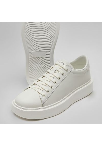 Güvener Lufian Gage Beyaz Erkek Deri Sneaker Ayakkabı Siyah