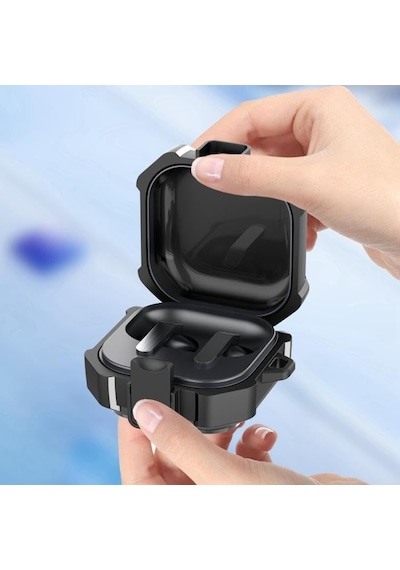 Hexa-shield Samsung Galaxy Buds4 Pro/buds 4 İçin Kılıf Güvenlik Kilit Tasarımlı Tam Koruma Sağlayan Galaxy Buds4 Kulaklık Kılıfı Karbon Fiber Görünümlü Samsung Buds 4 Pro Kılıfı Siyah
