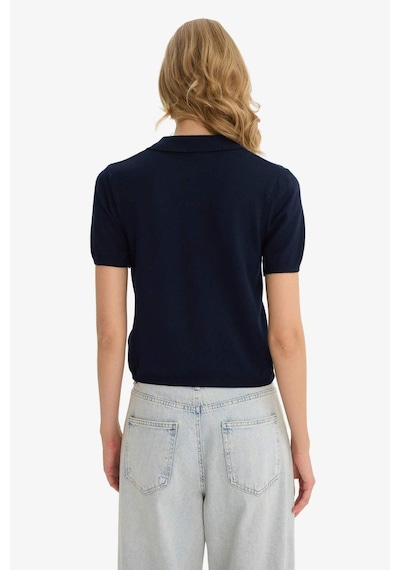 Defacto Fitted Polo Yaka Kısa Kollu Triko Kazak F2885ax25aunv131 Lacivert