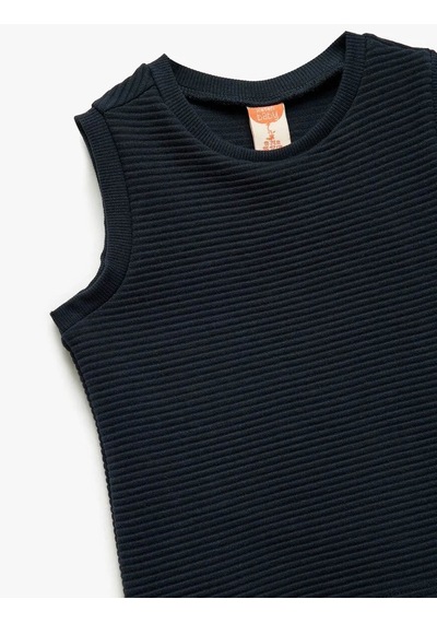 Koton Pamuklu Bisiklet Yaka Lacivert Erkek Bebek Kolsuz T-shirt 5smb30017tk Lacivert
