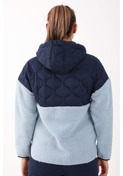 Maraton Sportswear Comfort Kadın Kapşonlu Uzun Kol Outdoor Sisli Mavi Tracktop 21440-sisli Mavi
