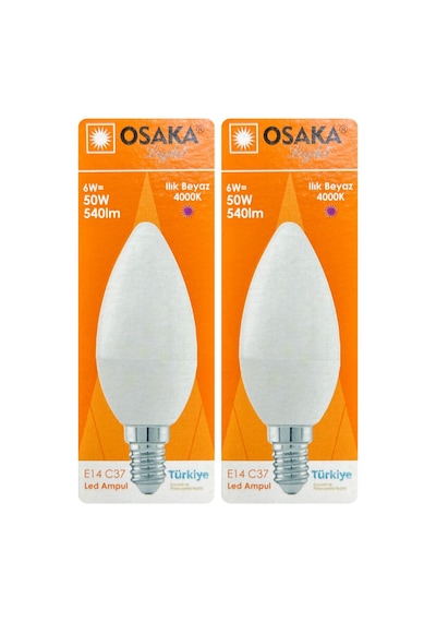 6w 50w Günışığı 4000k E14 Led Mum Ampul, 2 Adet Standart
