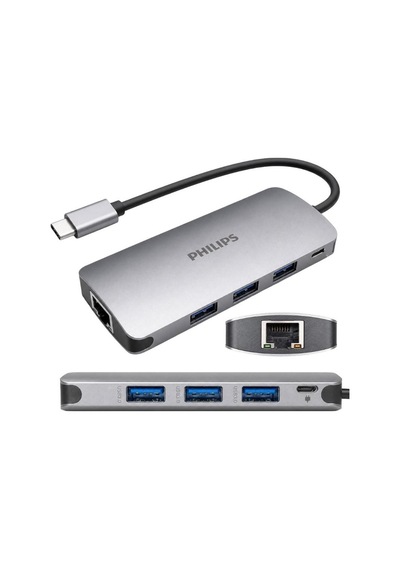 Phılıps Swr1607h/93 Type-c 5'i 1 Arada Hub - Rj45 Ethernet + 3 Port 3.0 Usb