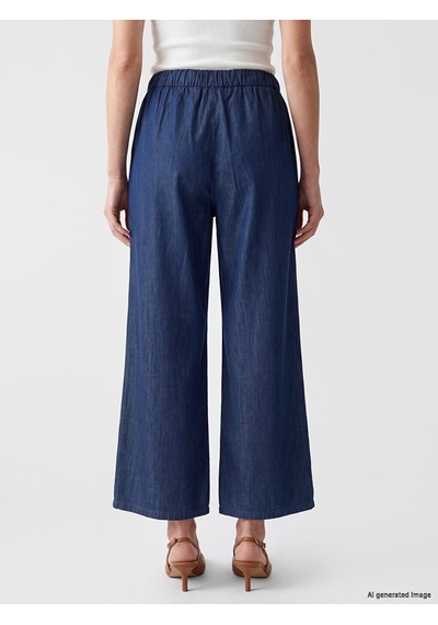 Lcw Grace Siyah Beli Lastikli Wideleg Kadın Jean Pantolon