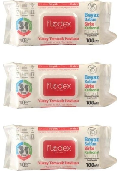 - Pratik Yüzey Temizlik Havlusu 100adet - 3 Paket Diğer