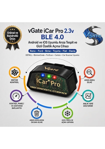 İcar Pro Ble 4.0 Reno Bmw Ddt4all Bimmercode Uyumlu Arıza Tespit Ve Gizli Özellik Açma Cihazı İos Android