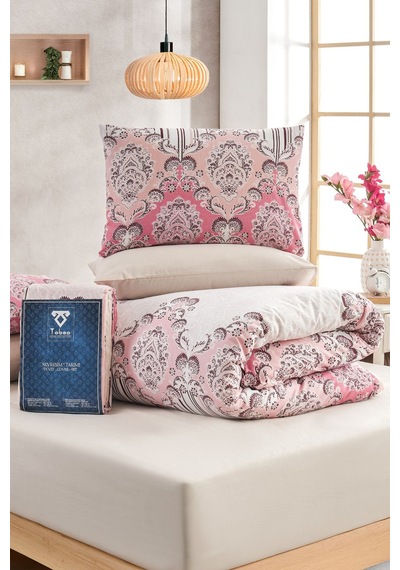 Veramoni Soft Dreams Rose Çift Kişilik Pamuklu Desenli Nevresim Takımı - Pudra