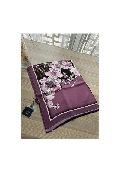 Levidor Mor Kenar Çiçek Desen Royal Şal Çok Renkli