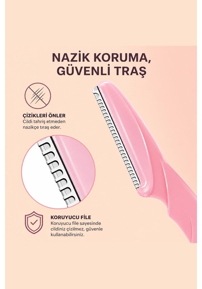 Kaş Usturası 3lü Set Hassas Tüy Alma Yüz Usturası Kaş Bıyık Düzeltme Aparatı Pratik 0