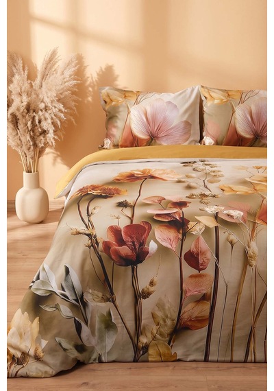 Gold Eloni 3d Flower Çift Kişilik Nevresim Takımı 4 Parça