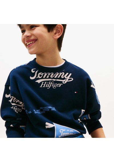 Tommy Hilfiger Tommy Jeans Allover Printed Çocuk Lacivert Sweatshirt Kb0kb09804 Lacivert