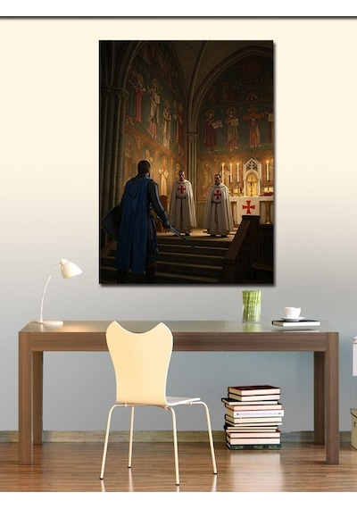 Kanvas Tablo Gotik Kilise Ve İnsanlar 100cmx140cm