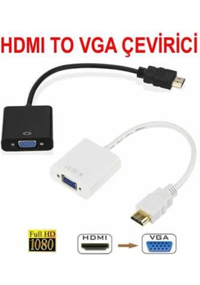 Adaptör Görüntü Projeksiyon Hdmi To Vga Kablo Çevirici Dönüştürücü