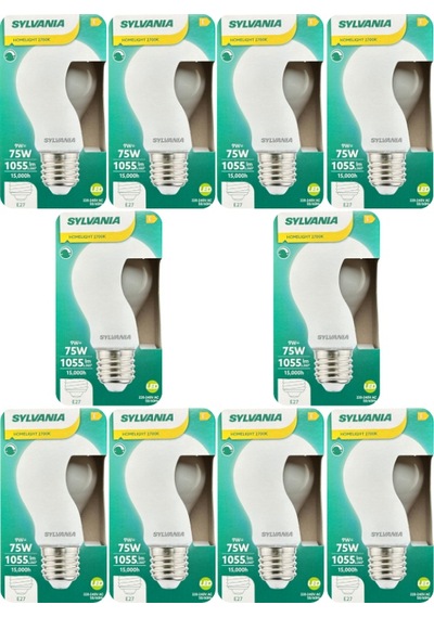 10 Adet Sylvania 9w 75w 2700k Sarı Işık Dim Edilebilir E27 Duylu Kalın Duy Soft Led Ampul