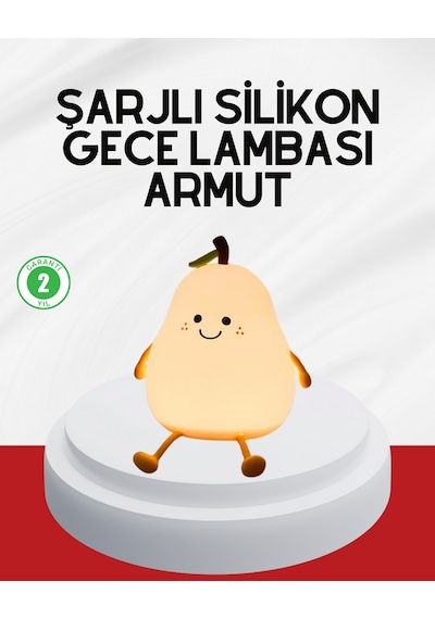 Zengemtx Usb Şarjlı Armut Gece Lambası Dokunmatik Renk Değişimli Çok Renkli