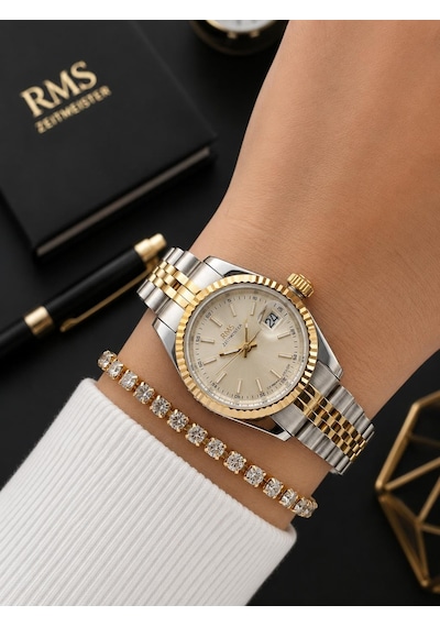 Rms Romanson Vintage Mini Kasa Özel Kordon 2 Yıl Garantili 3 Atm Kadın Kol Saati+bileklik A2145.45 Gümüş - Sarı Rms Romanson Vintage Mini Kasa Özel Kordon 2 Yıl Garantili 3 Atm Kadın Kol Saati+bileklik A2145.45 Gümüş - Sarı